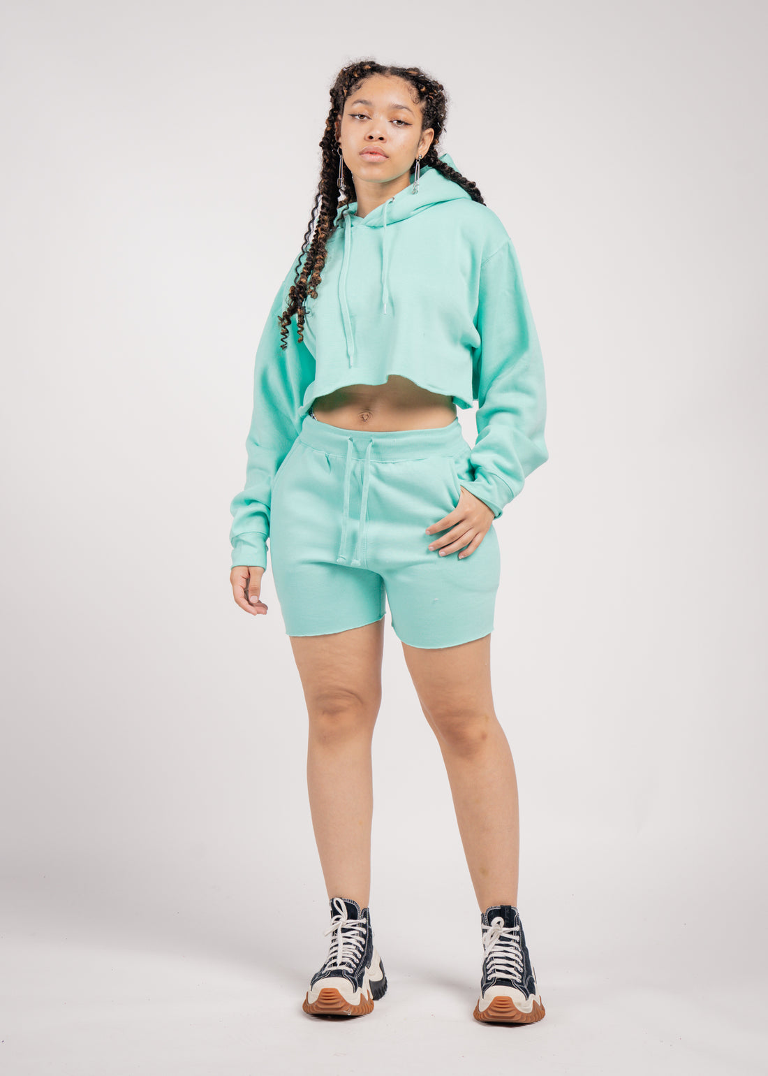 Crop Top fleece short set