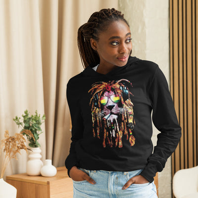 Rasta Lion Hooded long-sleeve tee