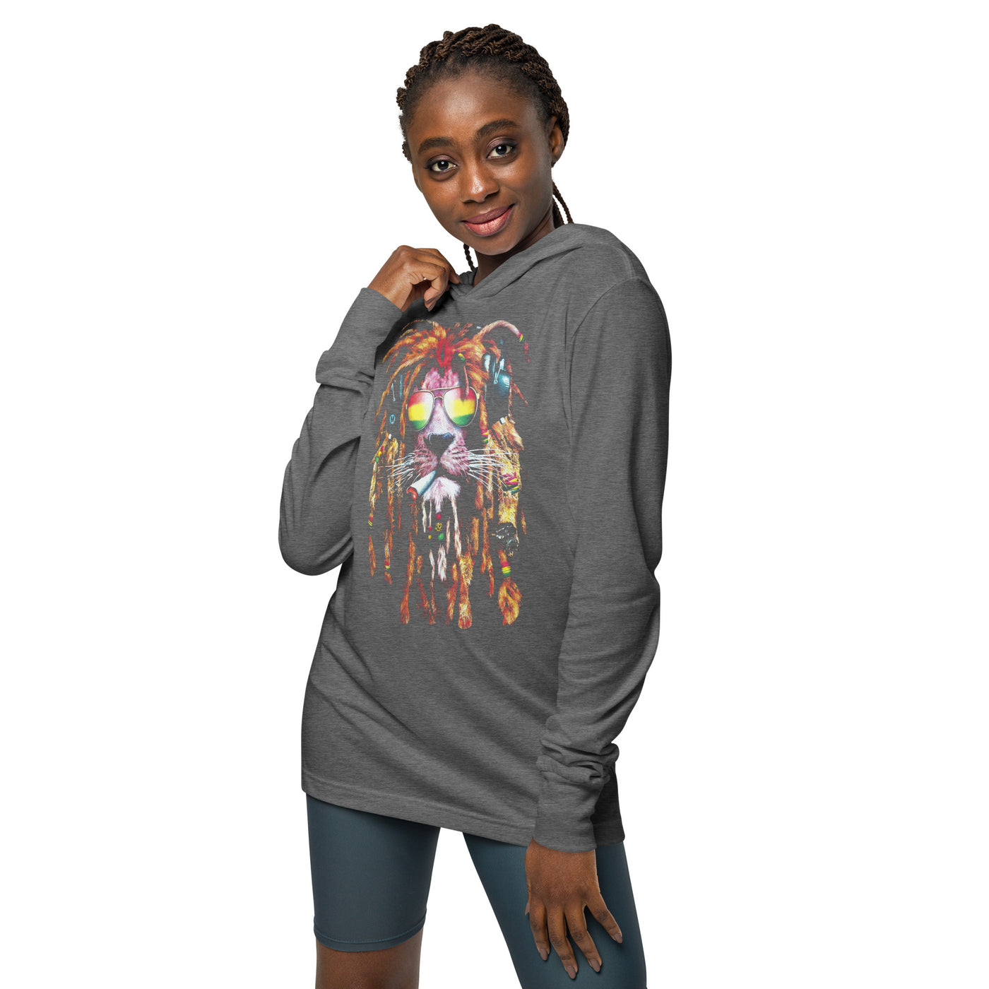 Rasta Lion Hooded long-sleeve tee