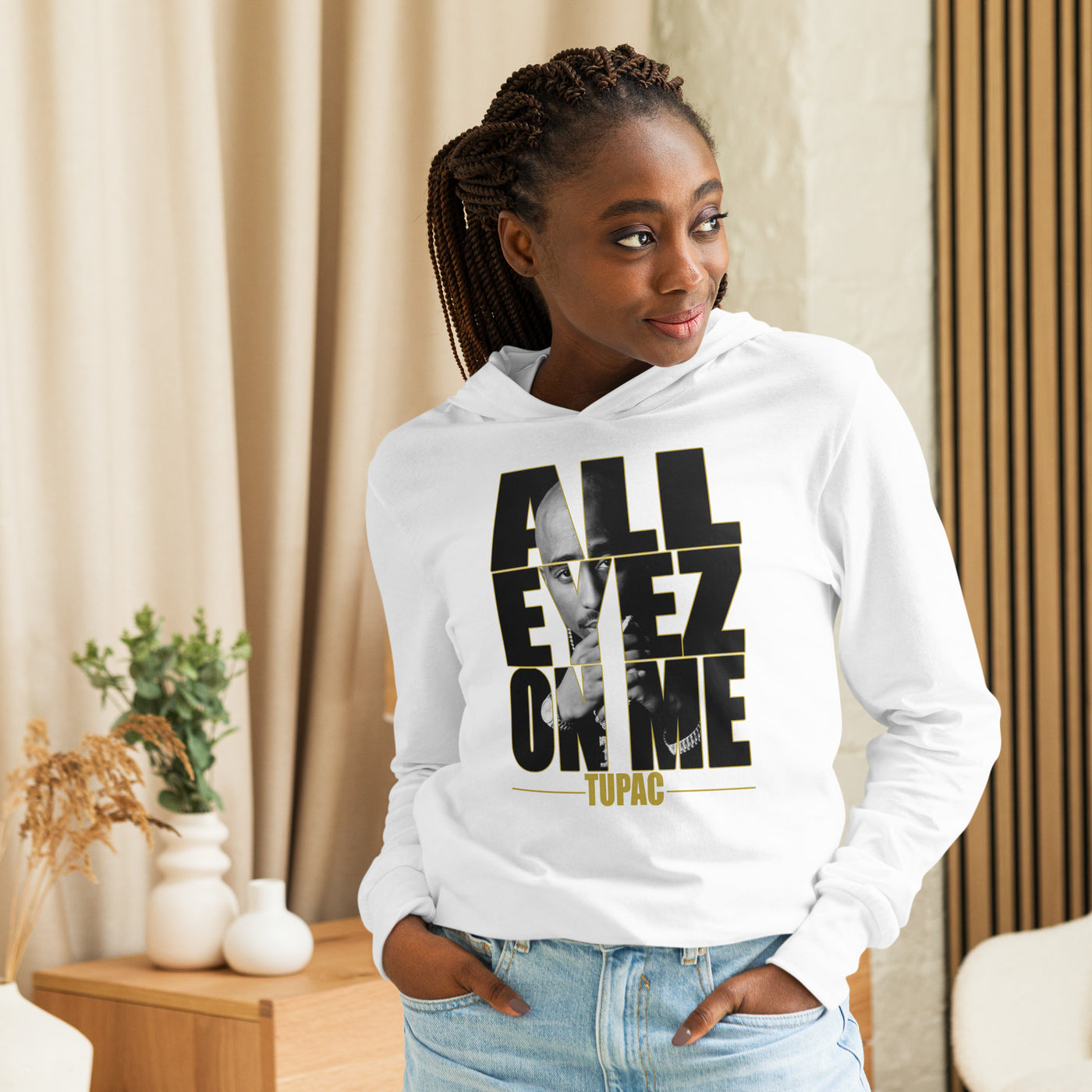 All Eye On Me Hooded long-sleeve tee