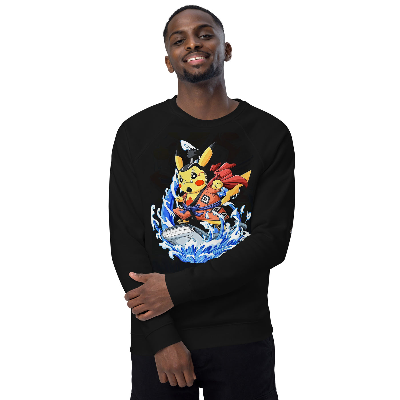 Pikachu (Jinbei) Unisex organic raglan sweatshirt