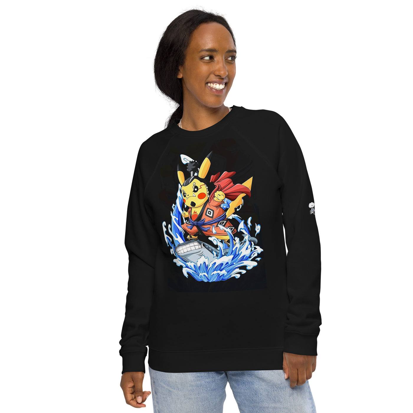 Pikachu (Jinbei) Unisex organic raglan sweatshirt