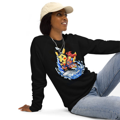 Pikachu (Jinbei) Unisex organic raglan sweatshirt