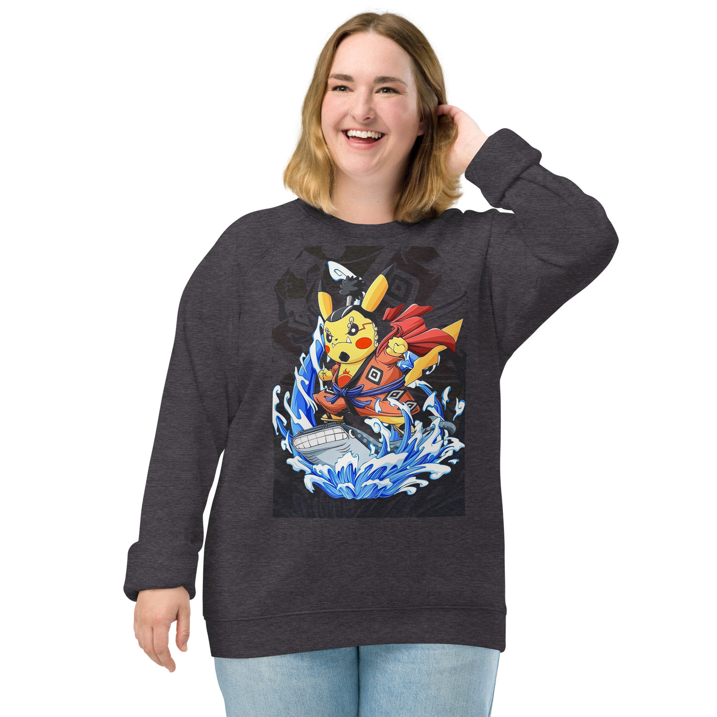 Pikachu (Jinbei) Unisex organic raglan sweatshirt