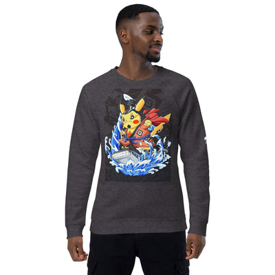 Pikachu (Jinbei) Unisex organic raglan sweatshirt