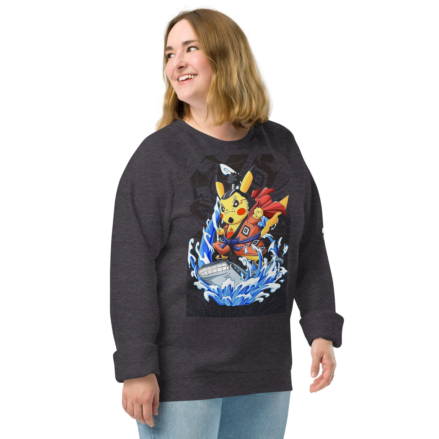 Pikachu (Jinbei) Unisex organic raglan sweatshirt